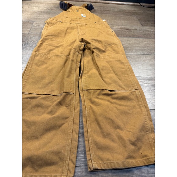 Carhartt Kids Tan Canvas Bib Overalls pants Size 12 Outdoor - Picture 2 of 13